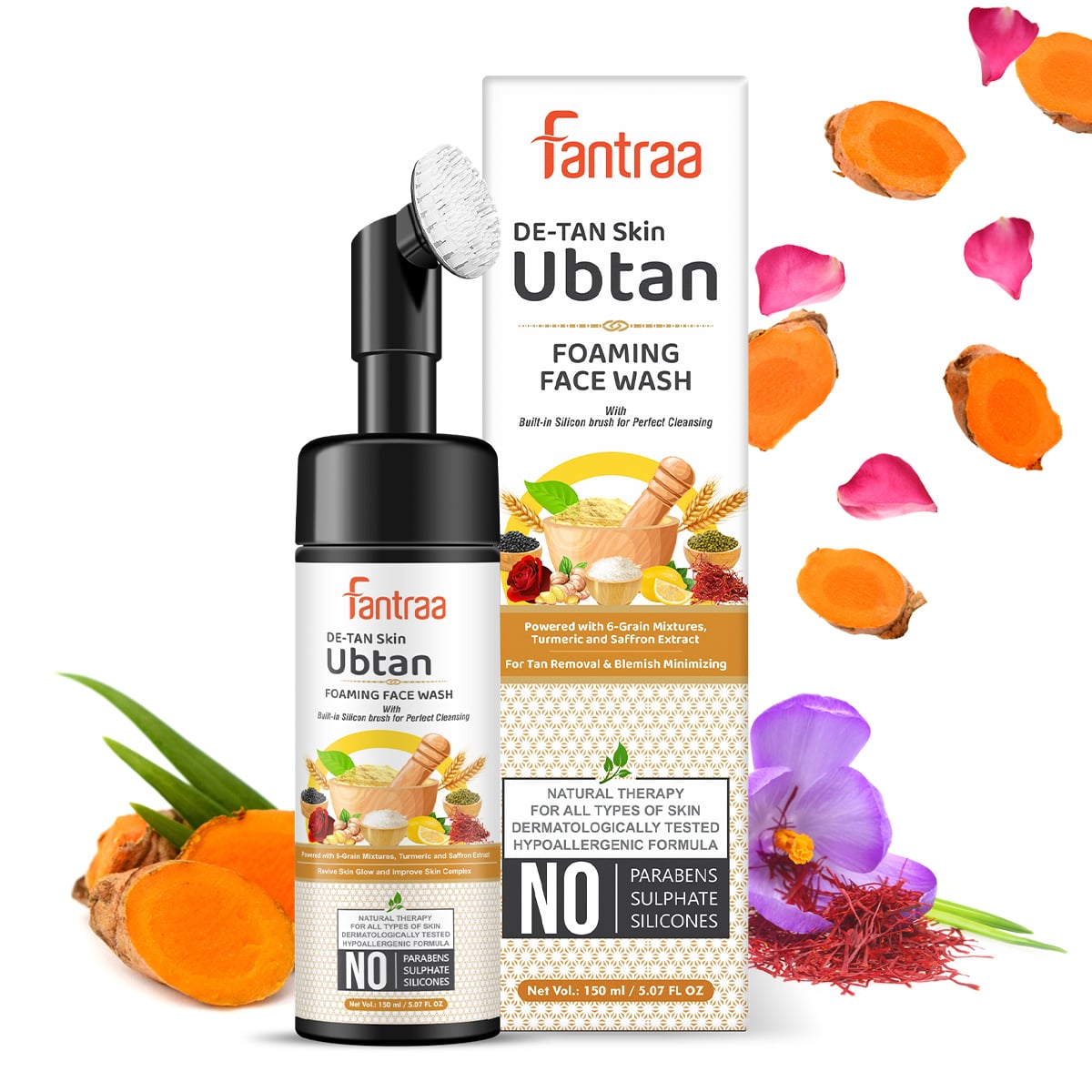 Ubtan Foaming Face Wash with Turmeric and Saffron For Revive Skin Glow & Improve Skin Complex - 150ml